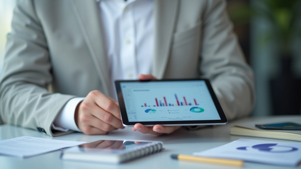 Analytics dashboard on tablet showing real user metrics, graphs, and performance data over time