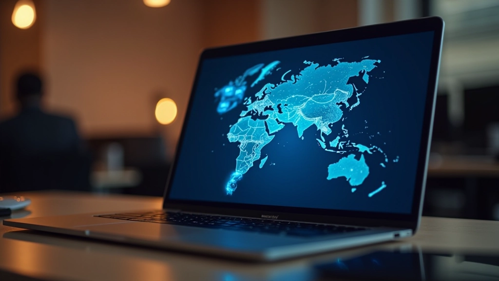 Network globe visualization showing connected servers across Asia-Pacific region with data flow lines