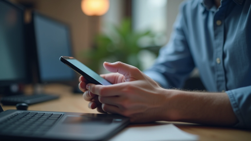 Mobile phone displaying responsive website with interactive buttons and form fields being tapped
